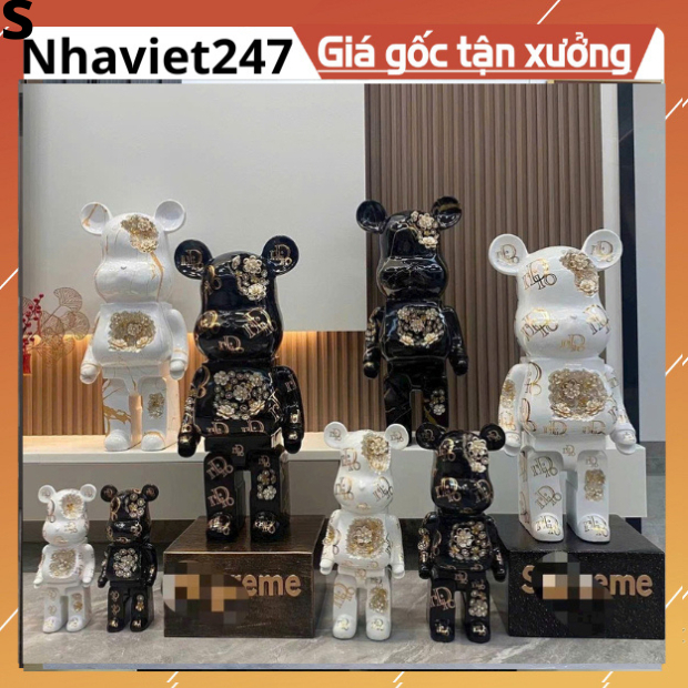 Gấu BearBrick-tượng gấu BearBrick ĐÍNH HOA-kt 80cm-trang trí decor nhà cửa,sang chảnh-đẹp,giá rẻ