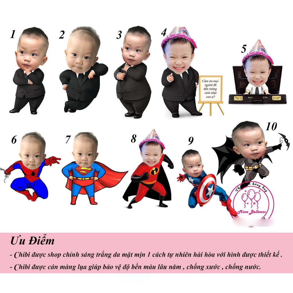 Set 4 Hình Chibi Cao 25cm Cho Bé Trai