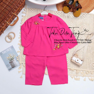 [HCM] Bộ tay dài 21kg-37 kg Thương hiệu Bảo Ngọc cho bé gái, vải Tole/Lanh Công ty Việt Thắng