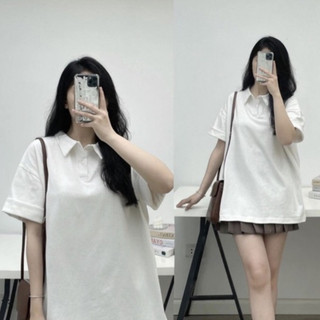 Áo pull trơn chất thô mặt tuyết tay lỡ cổ polo basic