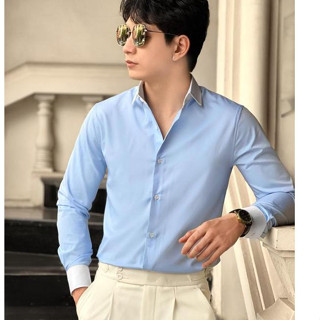  Áo sơ mi nam thiết kế phối màu Trắng cổ  tay  sang trọng trẻ trung  lịch lãm thời trang Himshopp SM02 