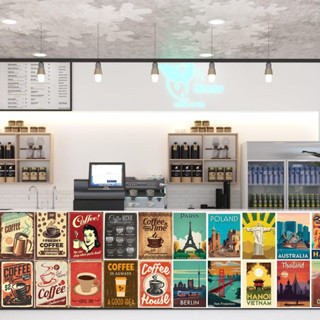 Decal Decor Vintage - Set 10 hình Poster Trang trí tường, Quầy Bar, Quán Cafe, Tiệm trà chanh, Barber Shop - Viet Decor