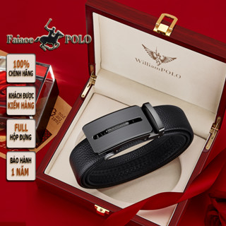 Thắt lưng nam cao cấp WilliamPOLO chất liệu da bò full hộp đựng túi xách , POLO21797 P-Z