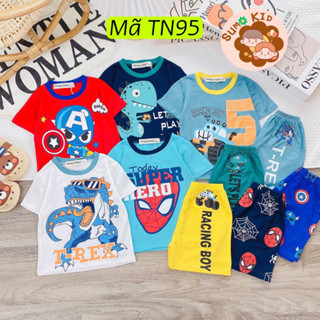 Bộ Quần Áo Bé Trai Thun Lạnh Tay Ngắn Quần Ngắn Phối Hình size 8kg đến 22kg Mã TN95