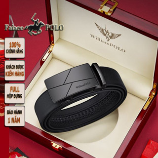 Thắt lưng nam cao cấp WilliamPOLO chất liệu da bò full hộp đựng túi xách , POLO23273