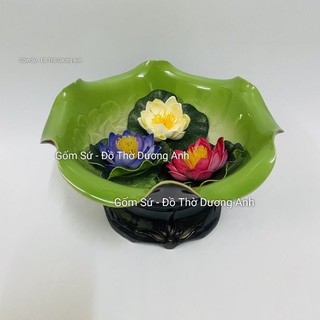 Bát thả hoa gốm sứ bát tràng, (bát tụ lộc) màu Xanh Ngọc Rạn