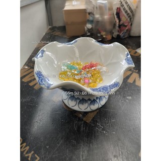 Bát thả hoa gốm sứ bát tràng, (bát tụ lộc) màu Xanh Ngọc Rạn