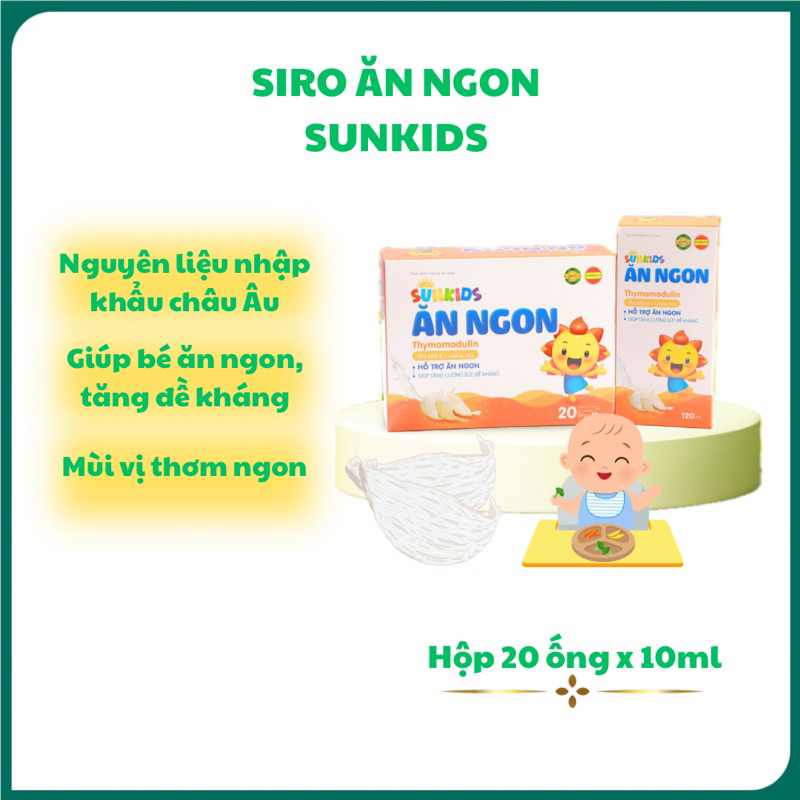 Siro ăn ngon Sunkids hộp 20 ống giúp bé ăn ngon, tăng đề kháng, mùi vị thơm ngon, dễ uống