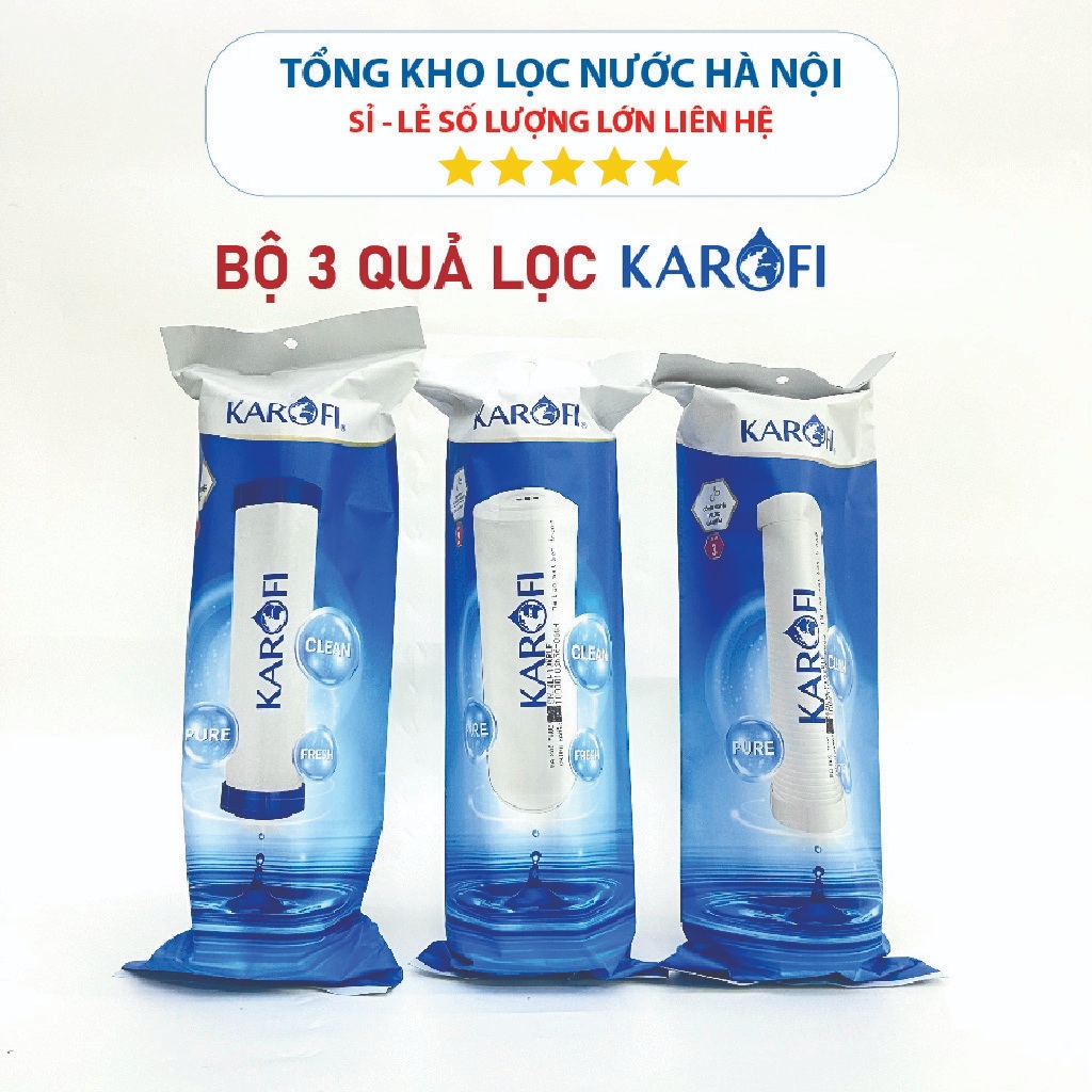 Bộ 3 Lõi lọc nước Karofi 1,2,3 dùng cho máy lọc nước RO chính hãng