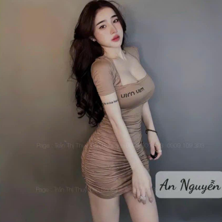 (XẢ KHO) Đầm Body Nữ Cổ Vuông Dáng Ngắn Siêu Basic CC281