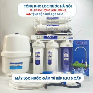 Máy lọc nước RO 11 CẤP + ĐÈN UV  không vỏ tủ AQUA 8,9,10,11 cấp lọc, máy lọc nước lắp gầm bếp chính hãng AQUA