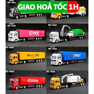  Xe mô hình đầu kéo container đầu vuông bằng kim loại 