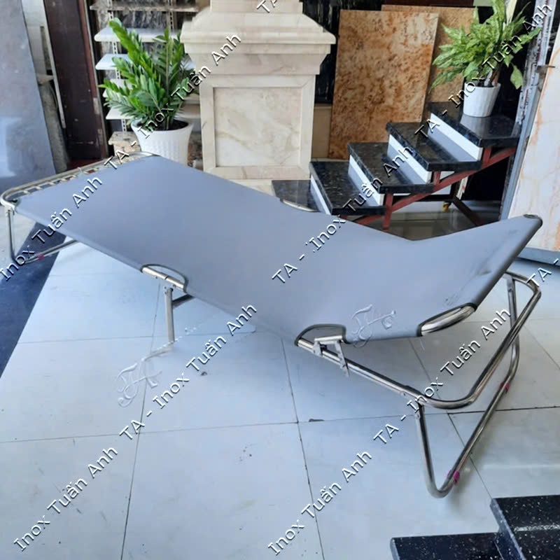 Giường xếp inox cỡ đại kích thước 80cmx2m - Giường gấp inox đại GXD80200