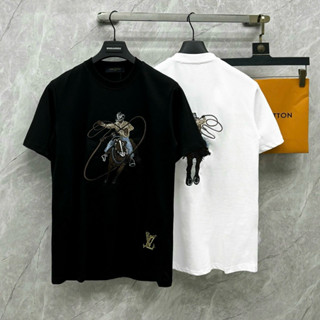 Áo phông nam nữ Premium cotton Eo Vì ngực lưng thêu hoạ tiết cao bồi chăn ngựa bụng dệt chữ hãng