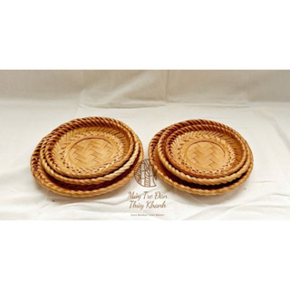  Đĩa tre hun khói 12cm mẹt tre đựng đồ ăn,hướng dương decor trang trí Mây Tre Đan Thủy Khanh 