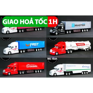  Xe mô hình đầu kéo container đầu dài bằng kim loại có sáng đèn và âm thanh 