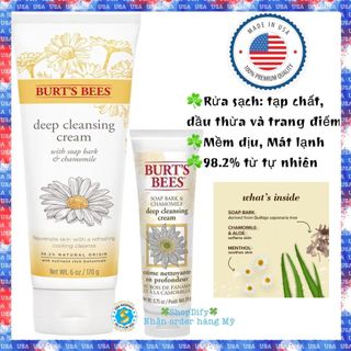  Sữa rửa mặt hoa Cúc lành tính tự nhiên dịu mát Burt’s Bees Soap Bark & Chamomile Deep Cleansing Cream 170g Burts Bee 
