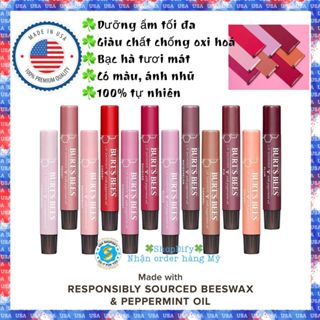 (Mẫu mới) Son Dưỡng 100% Tự Nhiên, Có Màu, Ánh Nhũ của Mỹ Burt's Bees Lip Shimmer Fig, Rhubarb, Peony, Cherry, Burt Bee
