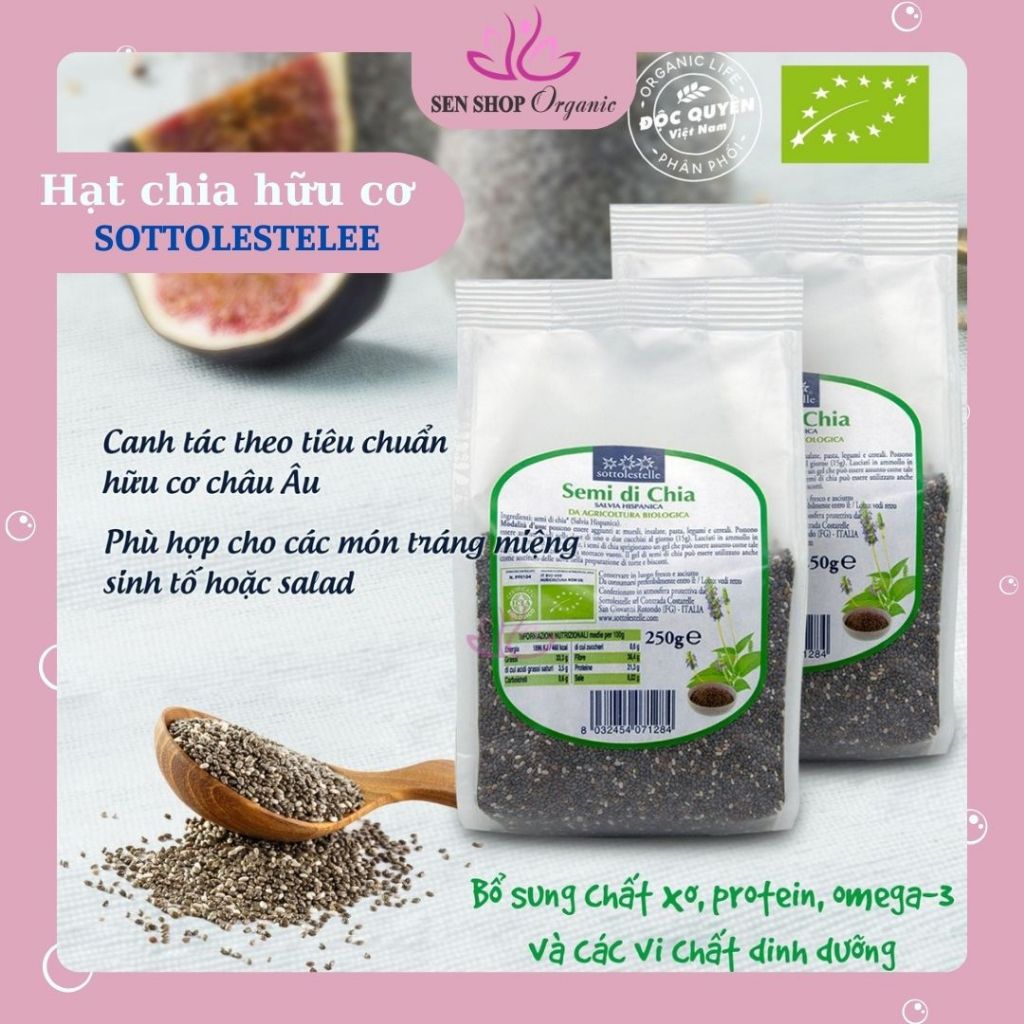 Hạt chia hữu cơ (Sottolestelle Organic Chia Seeds) - 250gr