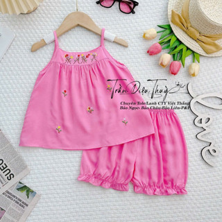 [7-20kg] Bộ hai dây Thương hiệu Bảo Ngọc cho bé gái, chất vải Tole/Lanh Công Ty Việt Thắng