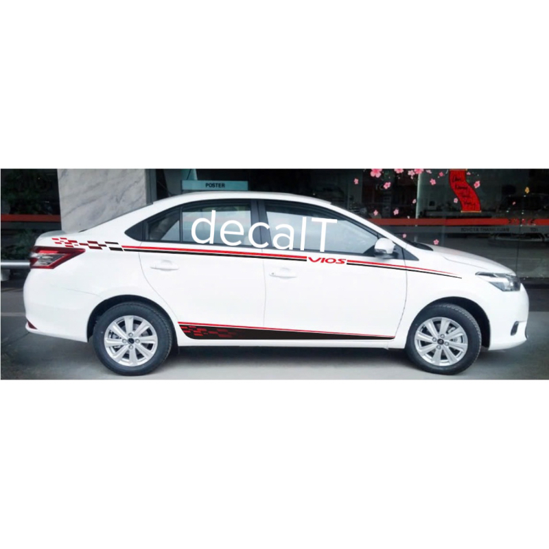 Tem Dán Sườn Xe Vios Mẫu Mới. Tem Dán Sườn Xe 4-5 Chỗ