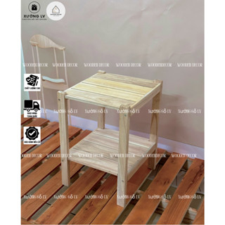 [ SẢN PHẨM MỚI] Kệ gỗ Tab Đầu Giường LV 2 Tầng Tự Lắp Ráp, Kệ Đầu Giường Gỗ Thông Tự Nhiên