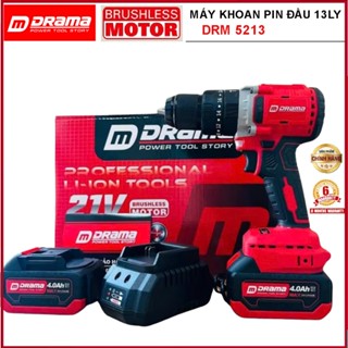 Máy Khoan Pin DRAMA 5213, Lực Siết 100N.m, 3 Chức năng, Đầu kẹp 13mm Autolock Động Cơ Không Chổi Than Chân Phổ Thông 4cm
