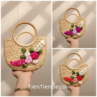 Túi cói ⚡ CỰC HOT ⚡ Túi lục bình Vintage đi biển, chụp ảnh decor siêu đẹp quai mây size 20