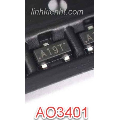 [10 CON] Mosfet Dán AO3401 SOT23-3 (A19T) 4A 30V Kênh P (SMD Dán) (3401)