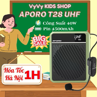 Máy trợ giảng APORO T28 UHF pin dùng cả tuần không dây chống nước, công xuất 40w cho lớp 60 học sinh