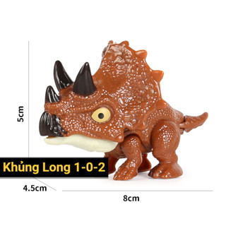  Đồ Chơi Khủng Long Cắn Ngón Tay 3 Sừng Nâu Mô Hình Bằng Nhựa Hàm Có Lò Xo Vui Nhộn 