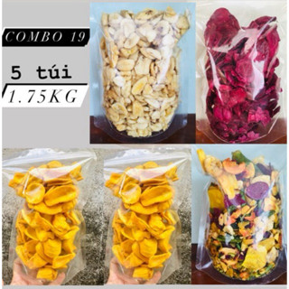 [1,75kg]  Combo 23:   2 mít sấy nguyên B ,1 thập cẩm vụn , 1 chuối sấy vụn , 1 khoai lang sấy mật ong.
