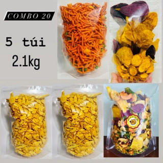   2.1kg  Combo 20: 2 túi mít vụn 1 thập cẩm vụn 1 bimbim đậu hà lan 1 khoai lang sấy mật 