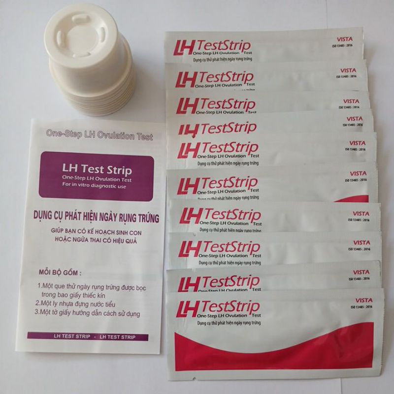 QUE THỬ RỤNG TRỨNG LH Test Strip Kichi Test (combo 10 que thử nhanh) mẫu mới Kichilachi bản to, vạch rõ nét canh chuẩn