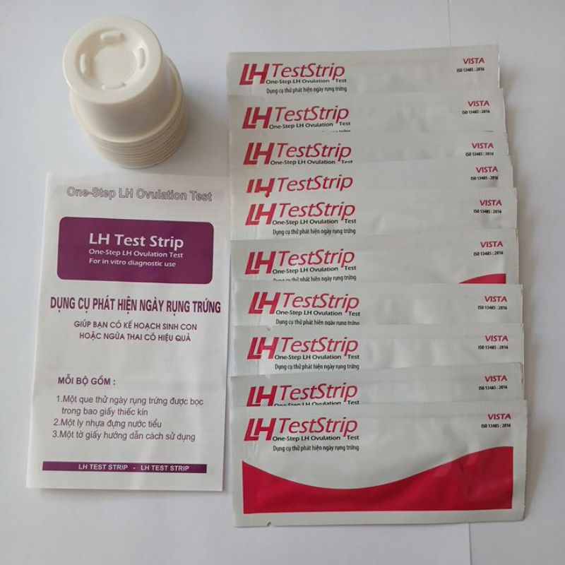 QUE THỬ RỤNG TRỨNG LH Test Strip Kichi Test (combo 10 que thử nhanh) mẫu mới Kichilachi bản to, vạch rõ nét canh chuẩn
