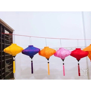 đèn lồng đĩa bay hội an vải lụa tơ tằm chuyên trang trí nhà cửa chùa miếu treo tết (30,40,45cm)