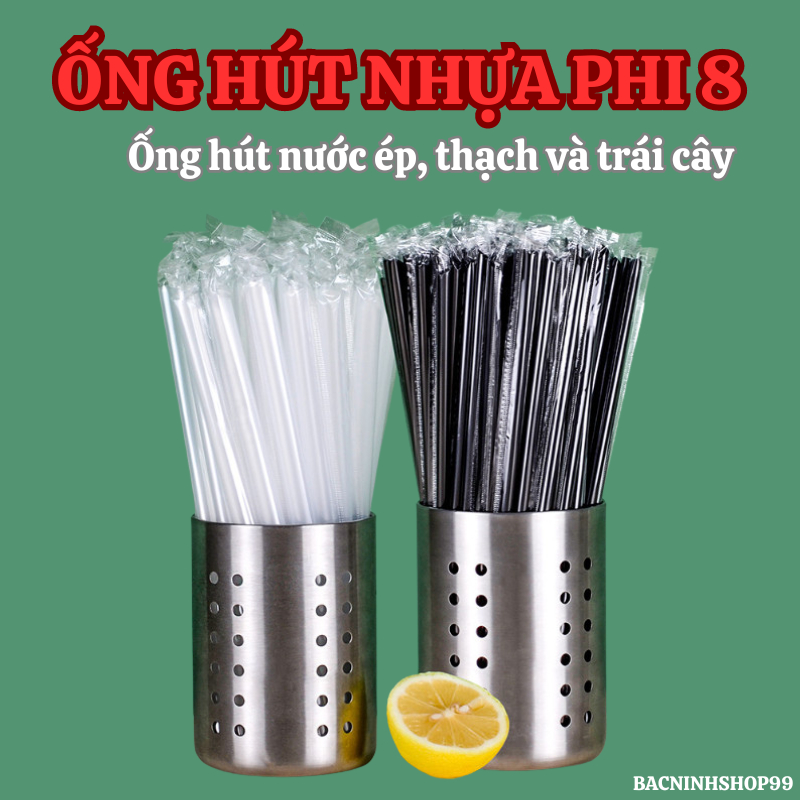 [50 Chiếc] Ống Hút Bọc Phi 8 Đen + Trắng + Đỏ