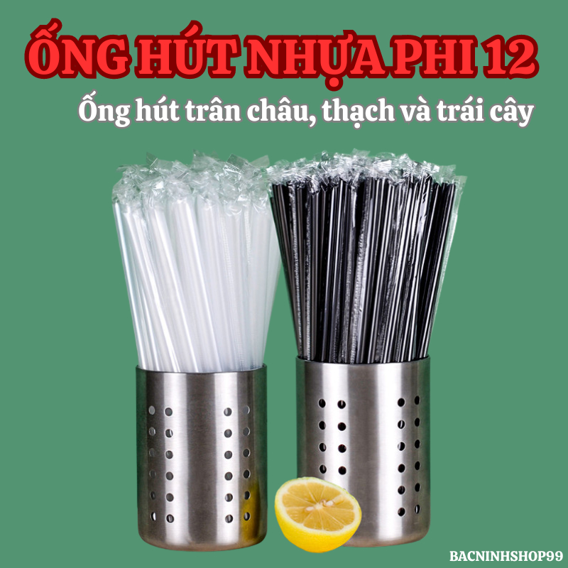 [50 Chiếc] Ống Hút Bọc Phi 12 Đen + Trắng + Đỏ