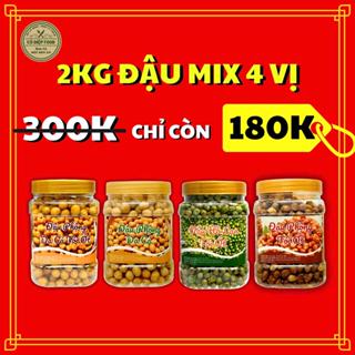 Combo 2KG Đậu Mix 4 Vị [500Gr Đậu Tỏi Ớt + 500Gr Đậu Cốt Dừa + 500Gr Đậu Hà Lan Tỏi + 500G Đậu Phộng Da Cá Tỏi Ớt]