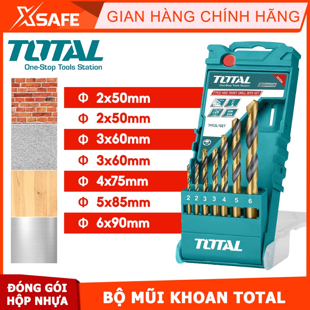 Bộ mũi khoan kim loại, khoan gỗ, bê tông TOTAL, đa dạng kích thước lựa chọn - Chính hãng