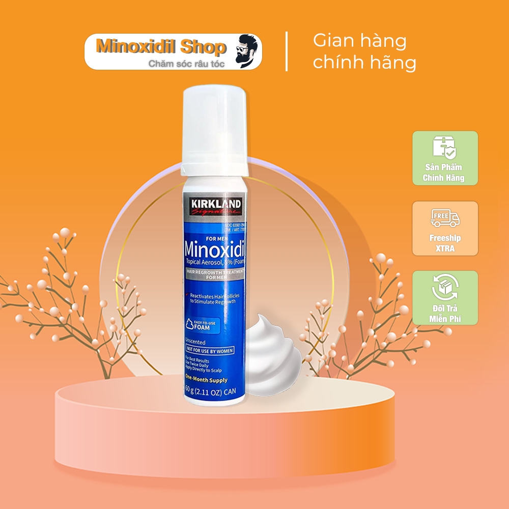 Minoxidil 5% Dạng Bọt Mọc Râu Tóc Kirkland Mỹ