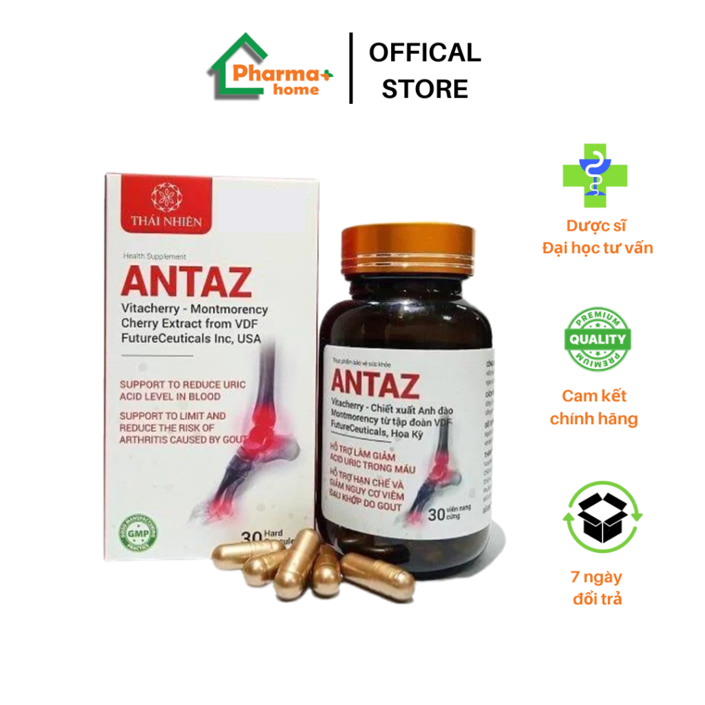 Viên uống ANTAZ - HỖ TRỢ GIẢM ACID URIC, NGĂN NGỪA GOUT, 30 VIÊN