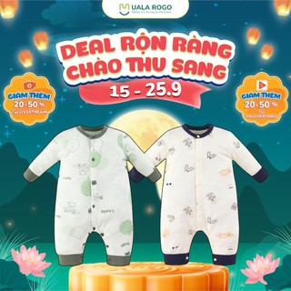Bodysuit dài tay cho bé trai bé gái Ualarogo từ 0-12 tháng tuổi vải Bamboo co giãn Jumpsuit 2140