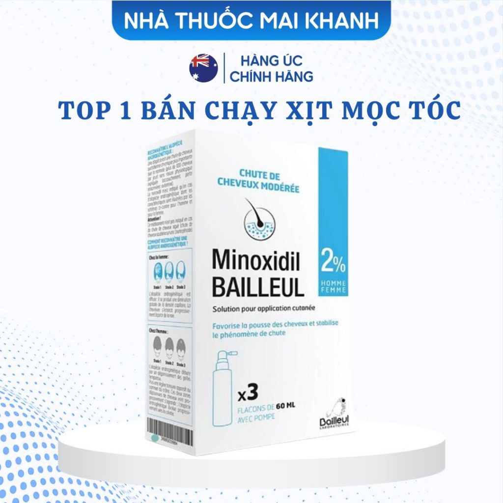 Xịt Mọc Tóc 2% Pháp Minoxidil Bailleul Hỗ Trợ Mọc Tóc Dành Cho Nam Và Nữ | BigBuy360 - bigbuy360.vn
