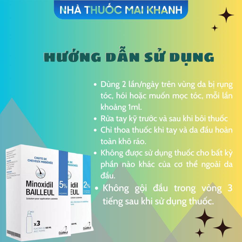 Xịt Mọc Tóc 2% Pháp Minoxidil Bailleul Hỗ Trợ Mọc Tóc Dành Cho Nam Và Nữ | BigBuy360 - bigbuy360.vn