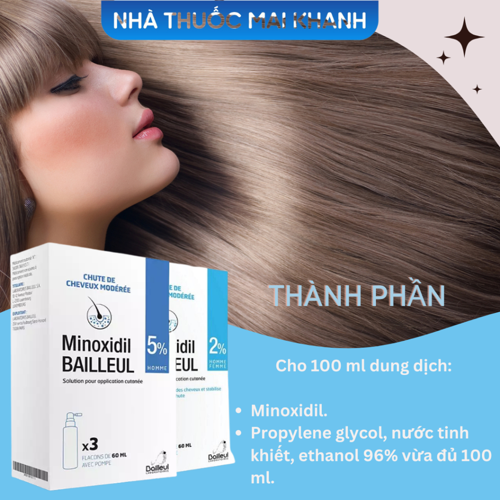 Xịt Mọc Tóc 2% Pháp Minoxidil Bailleul Hỗ Trợ Mọc Tóc Dành Cho Nam Và Nữ | BigBuy360 - bigbuy360.vn