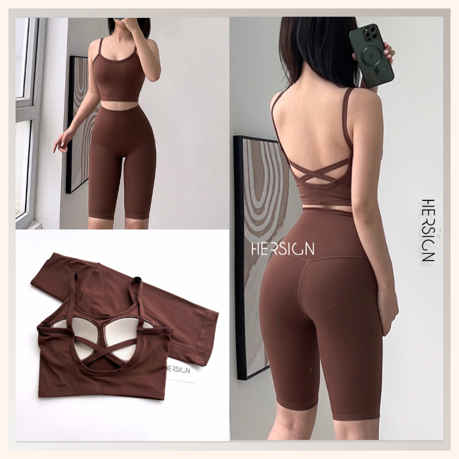 Bộ đồ tập yoga nữ Set lửng tập gym nữ Áo bra quần ngố HERSIGN-SET155 BST HERSIGN Bare Form
