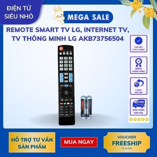 Remote Điều Khiển Dùng Cho Smart TV LG, Internet TV, TV Thông Minh LG AKB73756504 (Kèm Pin AAA Maxel