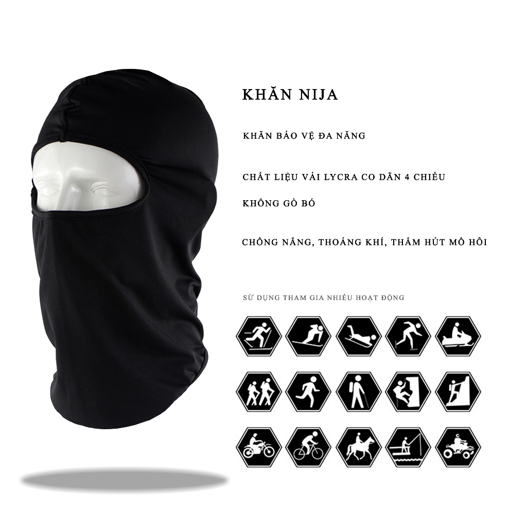Khăn trùm đầu Ninja đội mũ bảo hiểm fullface thun lạnh cao cấp chống nắng - ninja trùm đầu
