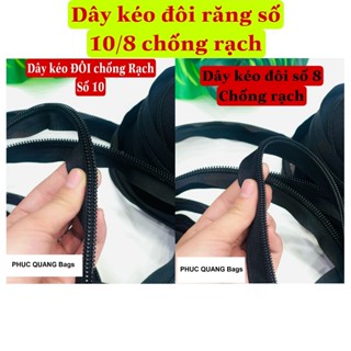 Combo Dây kéo đôi số + đầu kéo đôi số 8 Chống rạch dùng cho Vali